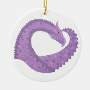 Lavendel lila Herzdrache auf Weiß Keramik Ornament