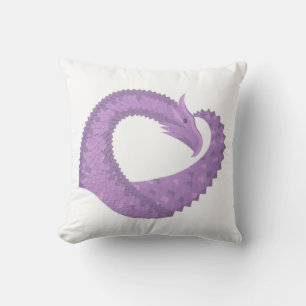 Lavendel lila Herzdrache auf Weiß Kissen
