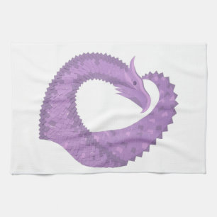 Lavendel lila Herzdrache auf Weiß Küchentuch