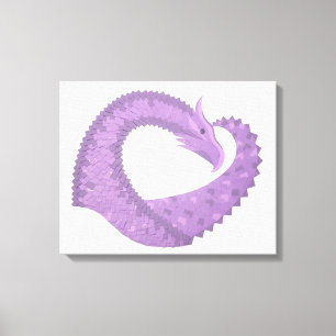 Lavendel lila Herzdrache auf Weiß Leinwanddruck