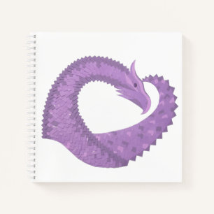 Lavendel lila Herzdrache auf Weiß Notizbuch