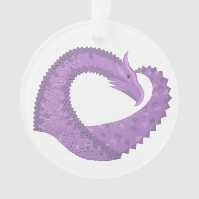 Lavendel lila Herzdrache auf Weiß Ornament (Vorderseite)