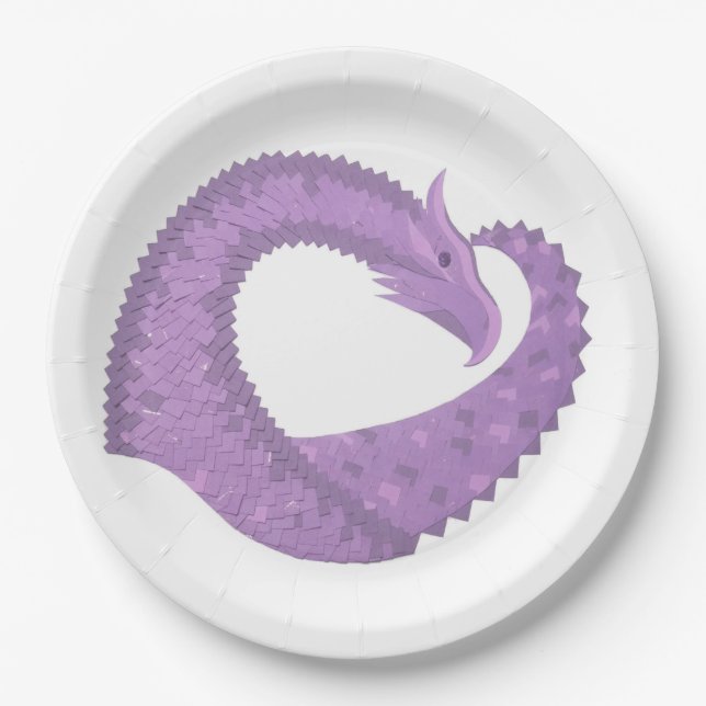 Lavendel lila Herzdrache auf Weiß Pappteller (Vorderseite)