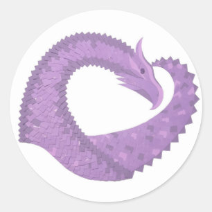 Lavendel lila Herzdrache auf Weiß Runder Aufkleber