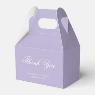 Lavendel-Lila-Hochzeit Einfache Schriftart Danke Geschenkschachtel