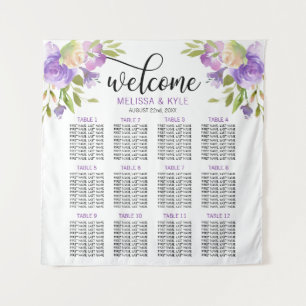 Lavendel Lila Hochzeitskarte Willkommen Wandteppich