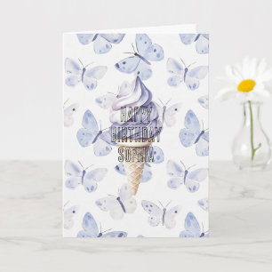 Lavendel Lila Ice Creme Cones Birthday Karte