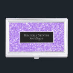 Lavendel-lila Imitate Glitzer & Glitzern Visitenkarten Dose<br><div class="desc">Moderner Lavendel lila Imitate Glitzer und Glitzern schwarze Akzente.</div>
