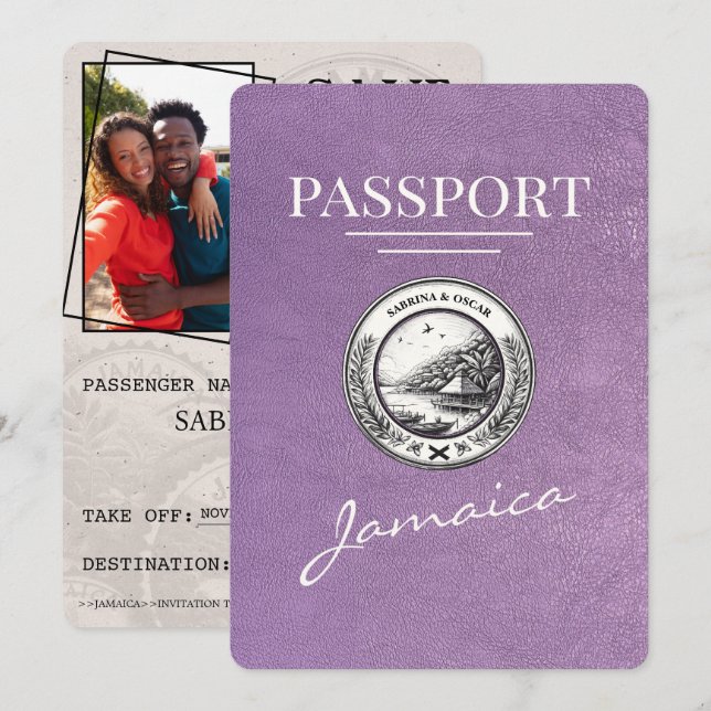Lavendel Lila Jamaica-Pass Save the Date (Vorne/Hinten)