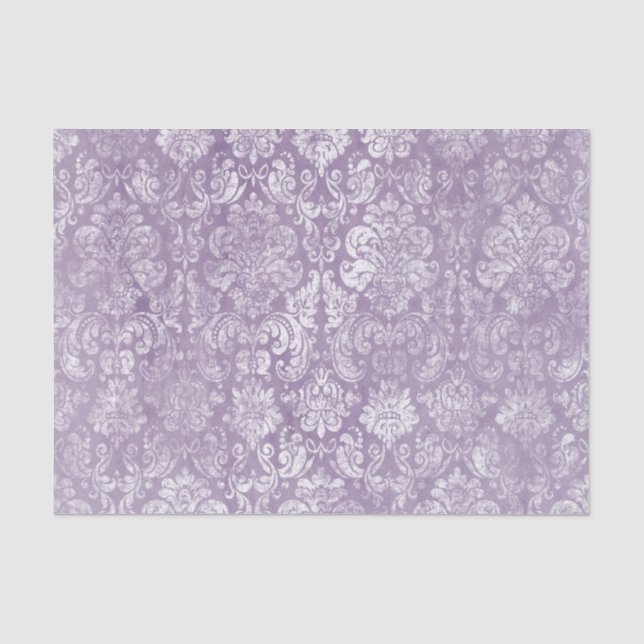 Lavendel-Lila, leicht beschädigtes Damaskusmuster Seidenpapier (Vorderseite)