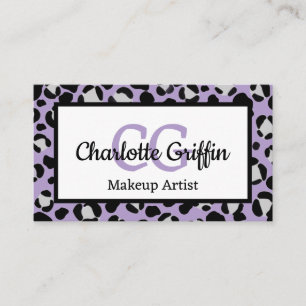 Lavendel Lila Leopard Print Lash & Makeup Artist Visitenkarte