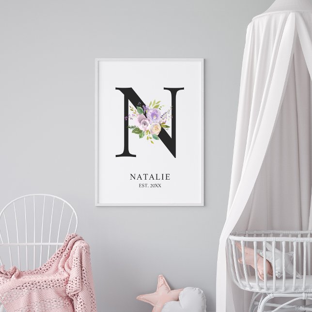 Lavendel Lila Letter 'N' Kinderzimmer Name Wall Ar Poster (Von Creator hochgeladen)