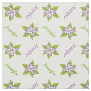 Lavendel lila Lilie und Name personalisierte Blüte Stoff