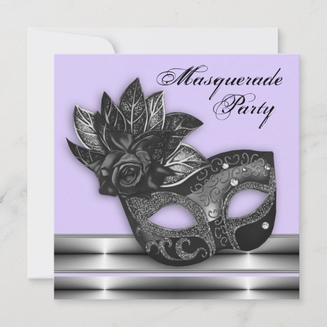 Lavendel Lila Masquerade Party Einladungen (Vorderseite)