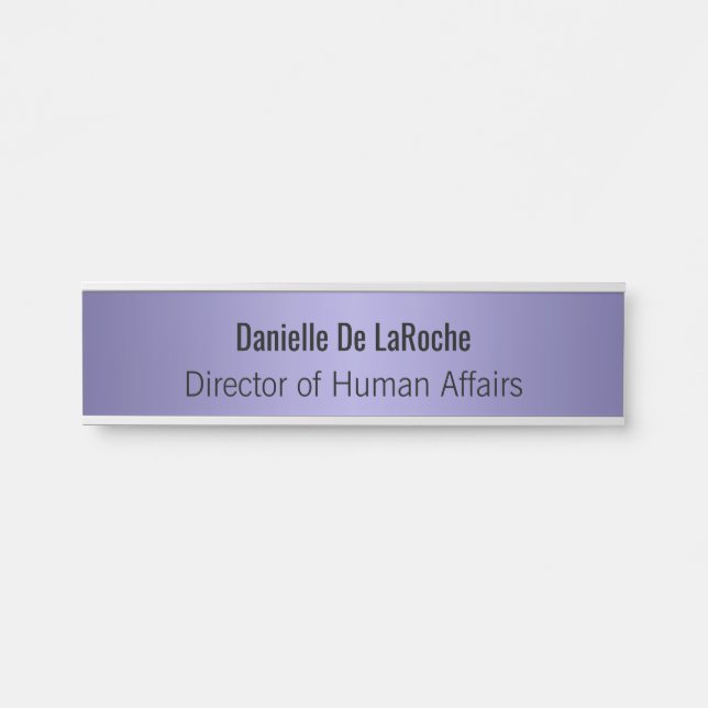 Lavendel-lila metallisches personalisiertes türschild (Vorderseite )