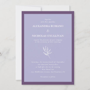 Lavendel Lila Minimalistische Blumenhochzeit Einladung