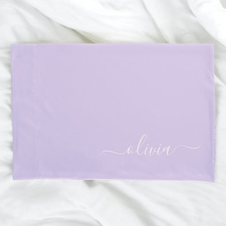 Lavendel Lila Modern Script Girly Monogram Name Kissenbezug