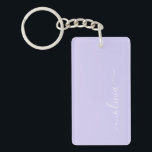 Lavendel Lila Modern Script Girly Monogram Name Schlüsselanhänger<br><div class="desc">Starten Sie den Schlüsselanhänger für Lila einfache Skriptmonogrammnamen. Das macht den perfekten 16 Geburtstag,  Hochzeit,  Brautparty,  Jubiläum,  Babydusche oder Junggeselinnen-Abschied Geschenk für jemanden,  der Lieben glamourösen Luxus und schicke Stile.</div>