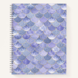 Lavendel Lila Monogram Mermaid Journal-Notebook Notizbuch