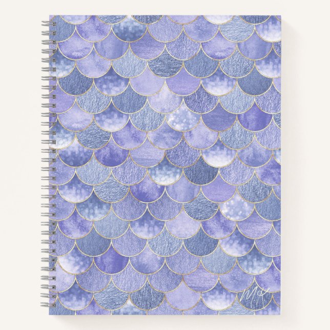 Lavendel Lila Monogram Mermaid Journal-Notebook Notizbuch (Vorderseite)