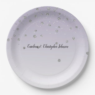 Lavendel Lila Ombre Silver Confetti Sparkasse Pappteller