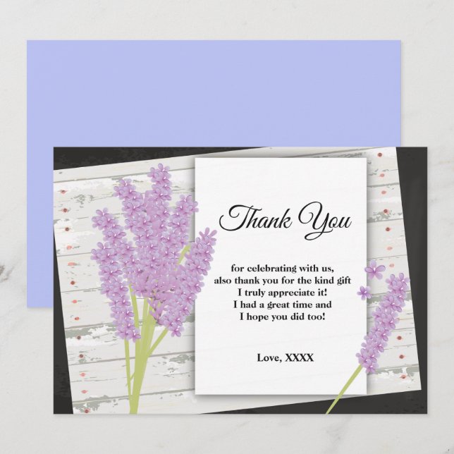 Lavendel, lila, Party, danke Karte (Vorne/Hinten)