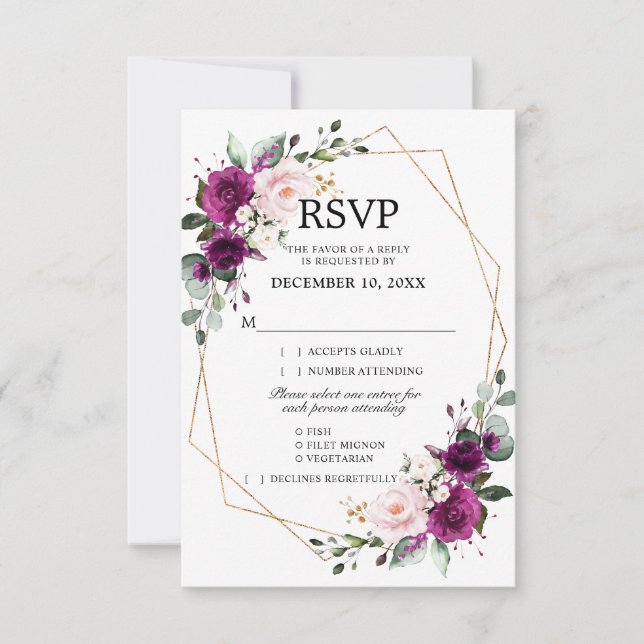 Lavendel Lila Plum Blush Pink Bläschen Gegeometris RSVP Karte (Vorderseite)