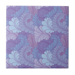 Lavendel-lila Retro Blumenpaisley-Federn Fliese