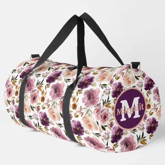 Lavendel Lila rosafarbene Rose Große Duffle Bag (Linke Ecke)