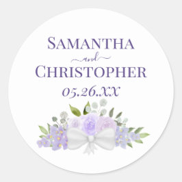 Lavendel Lila Rose & Blüten Einfache Hochzeit Runder Aufkleber