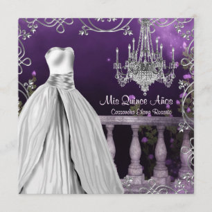 Lavendel Lila Rose Kronier Quinceanera Einladung