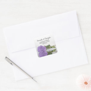 Lavendel Lila Rose Rücksendeadresse Umschlag Aufkl Quadratischer Aufkleber
