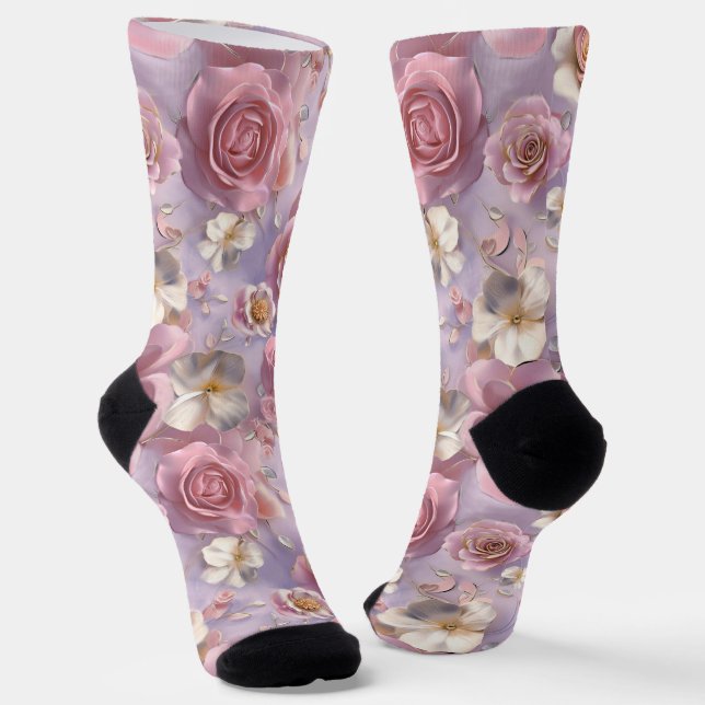 Lavendel, Lila Rose Socken (Gewinkelt)