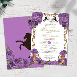 Lavendel Lila Rose Western Charro Quinceanera Einladung