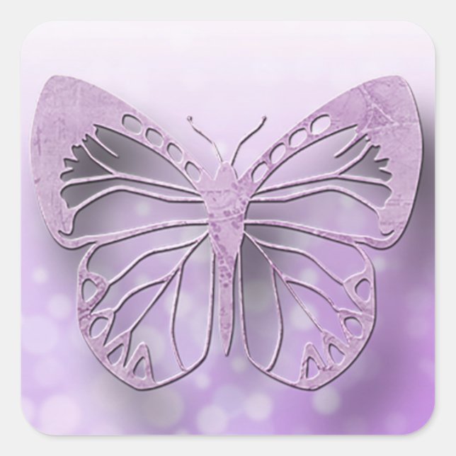 Lavendel Lila Schmetterlingskleber Quadratischer Aufkleber (Vorderseite)