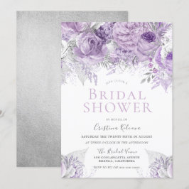 Lavendel Lila Silver floral Brautparty Einladung