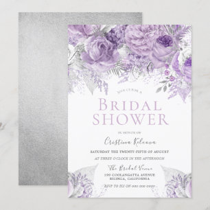 Lavendel Lila Silver floral Brautparty Einladung