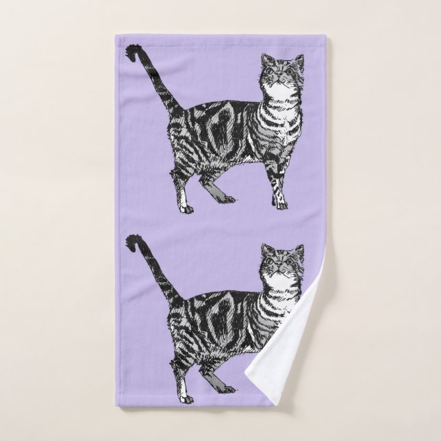 Lavendel Lila Tabby Katzen Katzen Handtuch (Handtuch)