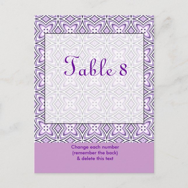 Lavendel Lila Tischnummer Postkarte (Vorderseite)