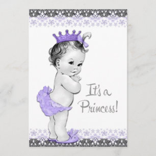 Lavendel Lila und Graue Baby Girl Dusche Einladung
