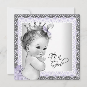 Lavendel Lila und Graue Baby Girl Dusche Einladung