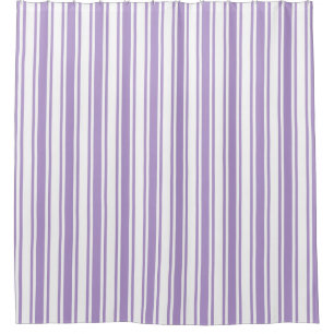 Lavendel lila und weiße Süßigkeiten Streifen Duschvorhang