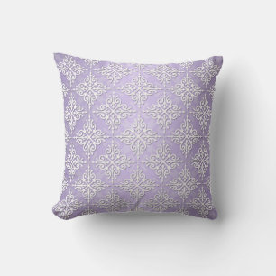 Lavendel Lila und weißer Damask Kissen