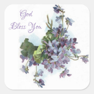 Lavendel-lila violette Blumen-Blumenpastell Quadratischer Aufkleber