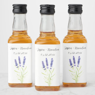 Lavendel Lila Wasserfarbe Blume Florale Hochzeit Alkoholflaschenetikett
