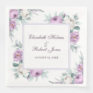 Lavendel Lila Weiße Pfingstrosen Hochzeitsserviett Serviette