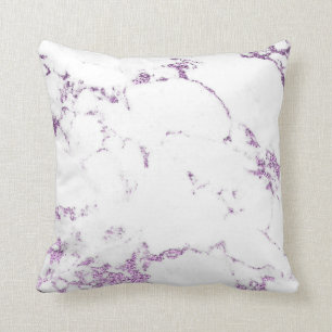 Lavendel-lila weißer Glitzer-Marmor-Grau-Glitzer Kissen