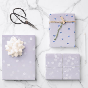 Lavendel Lila White Bokeh Confetti Geschenkpapier Set