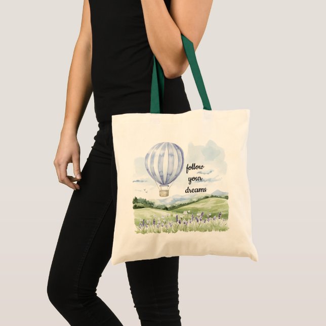 Lavendel Lila White Hot Air Ballon Tragetasche (Vorderseite (Produkt))