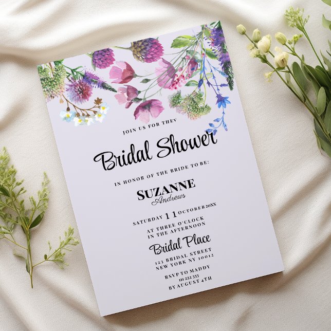 Lavendel lila Wildblume Frühjahr Brautparty Einladung (Lavender purple wildflower spring Bridal Shower)